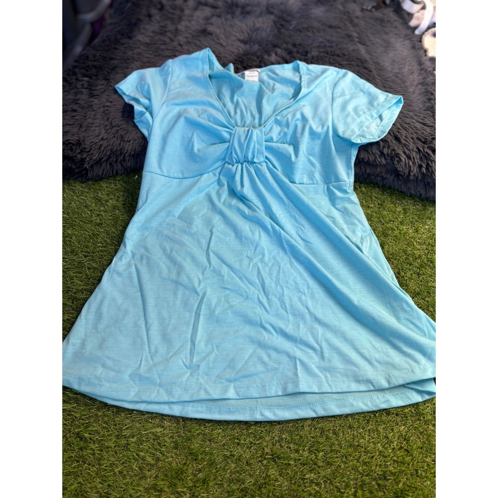 Liz in LA Top Blue Sleeveless Casual Tank Tee Blouse